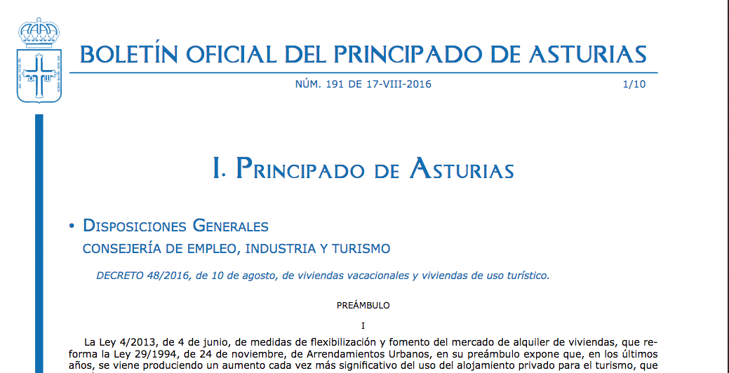 Requisitos viviendas de uso turístico Asturias