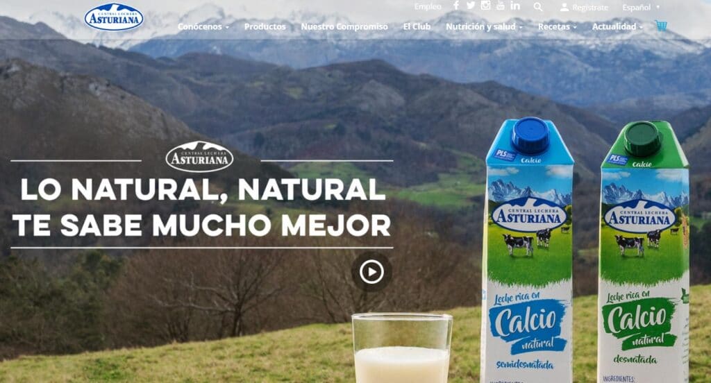 La central lechera asturiana usa la imagen de asturias de montañas y valles para reforzar su imagen natural