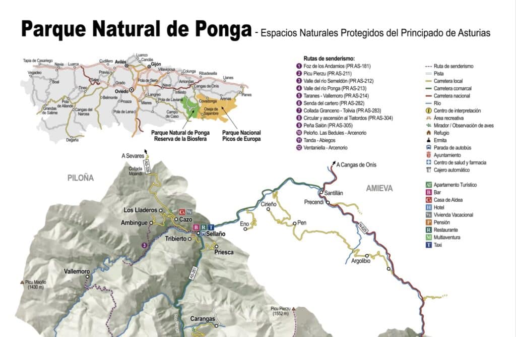 Estupendo mapa para hacer turismo en Ponga
