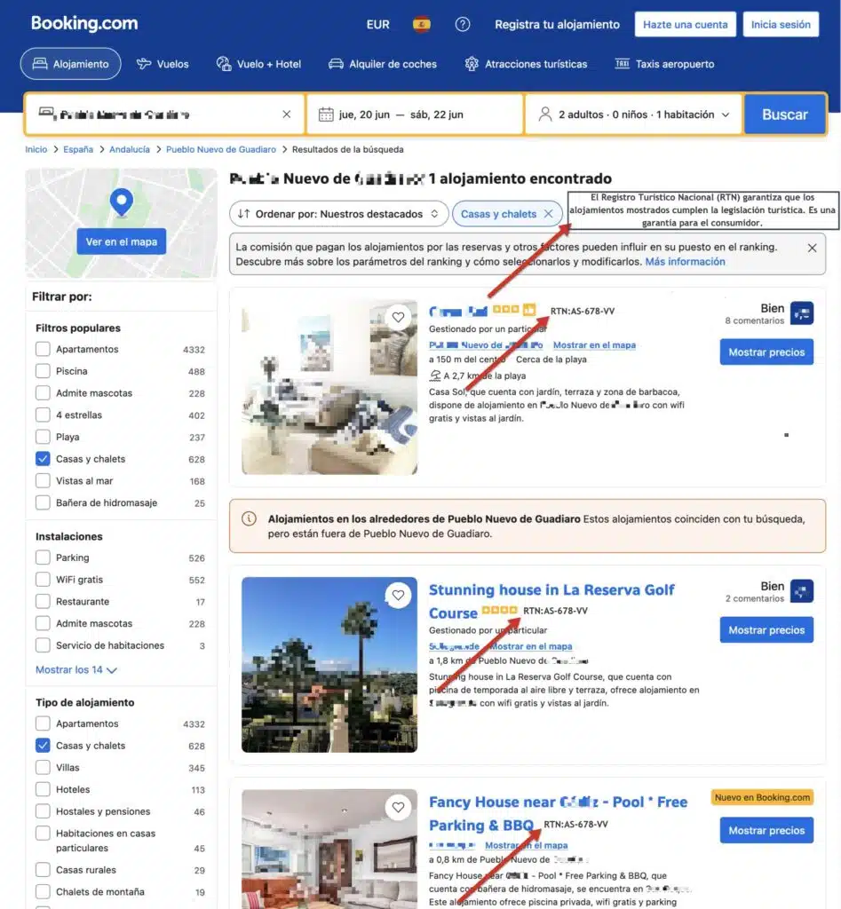 Numero de registro turístico en Booking